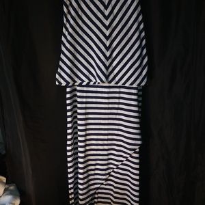 Top and bottom striped outfit